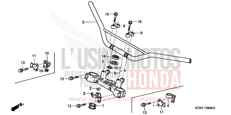 TUYAU DE GUIDON/PONT SUPERIEUR de XR250R FIGHTING RED (R134) 2001