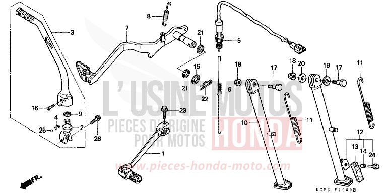 PEDALE/BIE. DE DEMARREUR DE KICK de XR250R FIGHTING RED (R134) 2001
