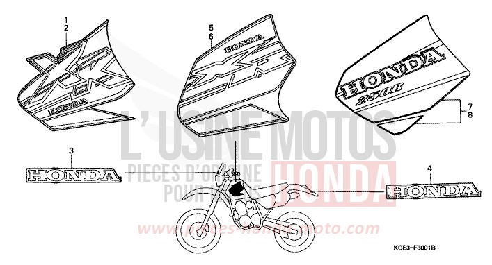MARQUE (XR250RX/Y/1) de XR250R FIGHTING RED (R134) 2001