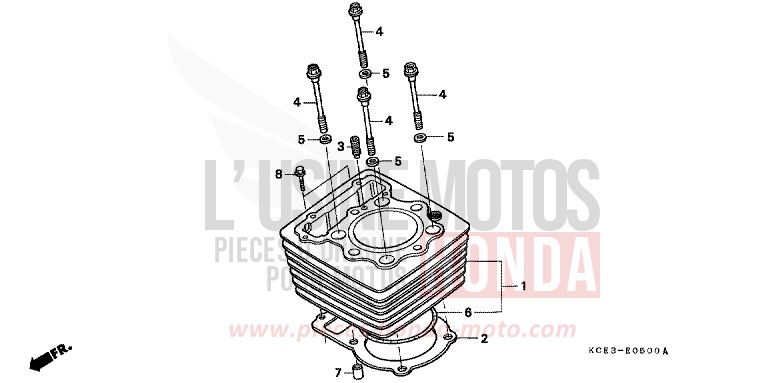 CYLINDRE de XR250R FIGHTING RED (R134) 2002