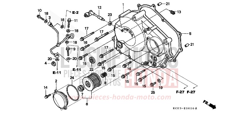 PANNEAU CARTER-MOTEUR D. de XR250R FIGHTING RED (R134) 2002