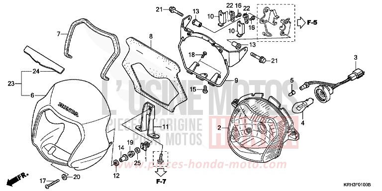 PROJECTEUR de XR125L FIGHTING RED (R134) de 2003