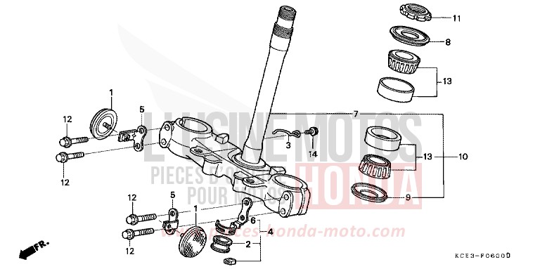 TIGE DE DIRECTION de XR250R FIGHTING RED (R134) 2002