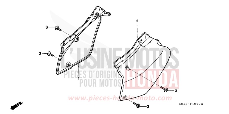 COUVERCLE LATERAL de XR250R FIGHTING RED (R134) de 2002
