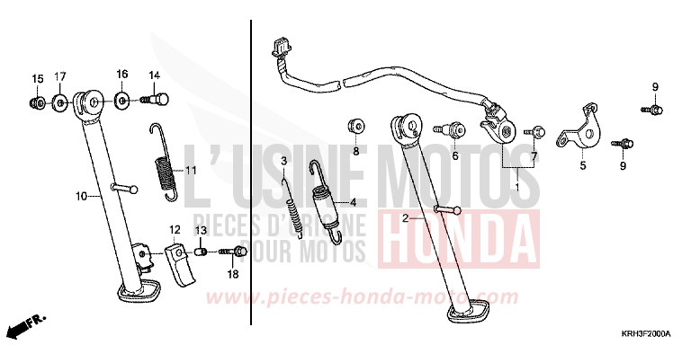 BEQUILLE de XR125L FIGHTING RED (R134) de 2003