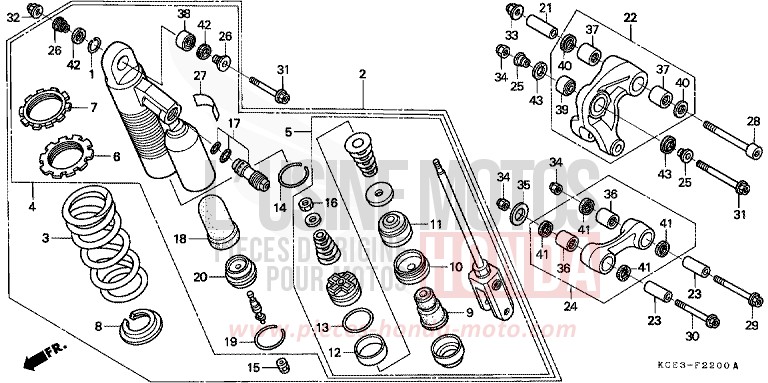 COUSSIN ARRIERE de XR250R FIGHTING RED (R134) 2002