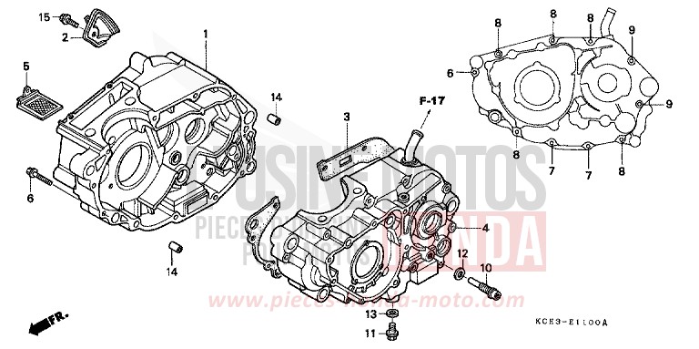 CARTER MOTEUR de XR250R FIGHTING RED (R134) 2003