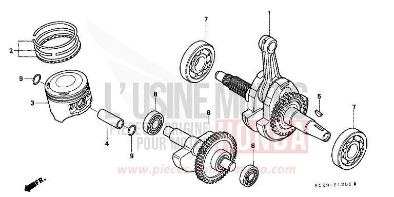 VILEBREQUIN/PISTON de XR250R FIGHTING RED (R134) 2003