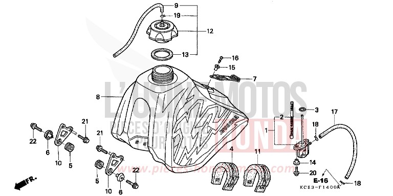 RESERVOIR A CARBURANT de XR250R FIGHTING RED (R134) 2003