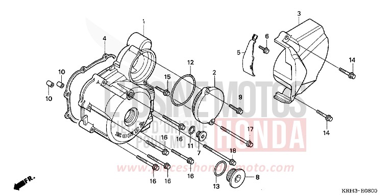 PANNEAU CARTER-MOTEUR G. (XR125L3,4,5,6,A/EKB) de XR125L NOIR (NH1) 2004