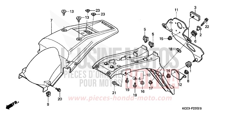 GARDE-BOUE ARRIERE (XR250RY-3) (ED) de XR250R FIGHTING RED (R134) 2003