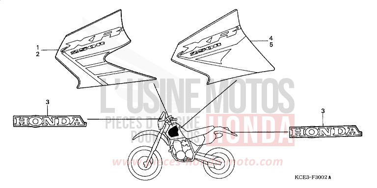 MARQUE (XR250R2/3) de XR250R FIGHTING RED (R134) 2003