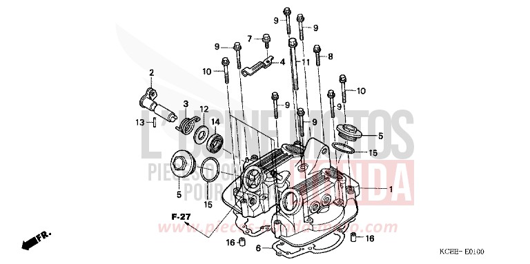 COUVERCLE DE CULASSE de XR250R FIGHTING RED (R134) 2004