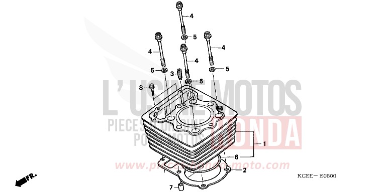 CYLINDRE de XR250R FIGHTING RED (R134) 2004