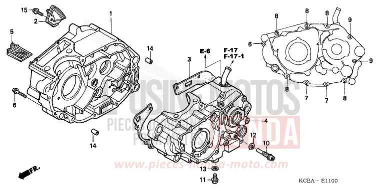 CARTER MOTEUR de XR250R FIGHTING RED (R134) 2004