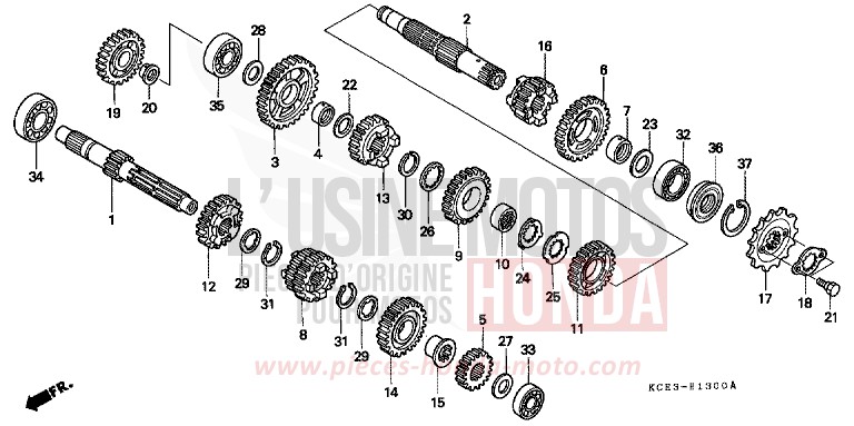 BOITE DE VITESSES de XR250R FIGHTING RED (R134) 2004