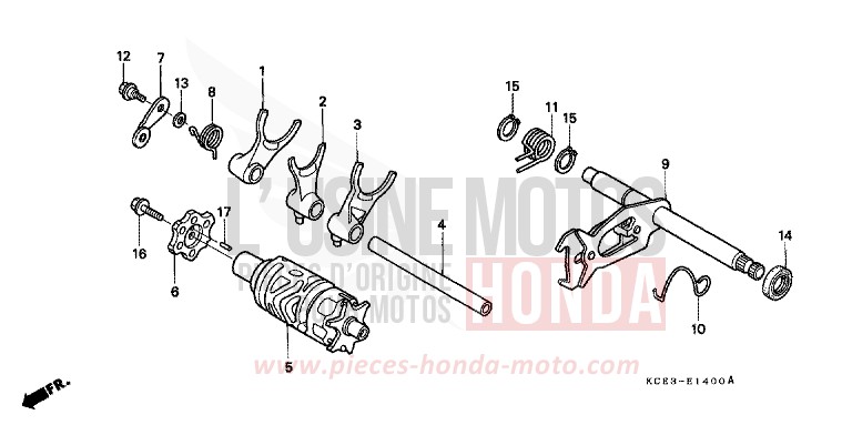 TAMBOUR DE SEL.DE VITESSE de XR250R FIGHTING RED (R134) 2004