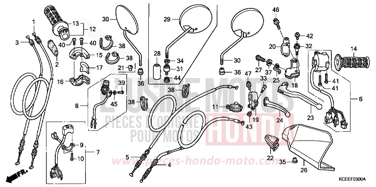 LEVIER DE GUIDON/COMMUTATEUR/CABLE de XR250R FIGHTING RED (R134) 2004