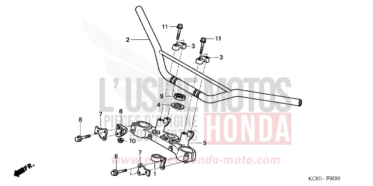 TUYAU DE GUIDON/PONT SUPERIEUR de XR250R FIGHTING RED (R134) 2004