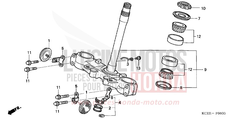 TIGE DE DIRECTION de XR250R FIGHTING RED (R134) 2004