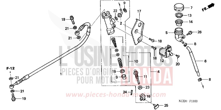 MAITRE-CYLINDRE FREIN AR. CYLINDRE de XR250R FIGHTING RED (R134) 2004