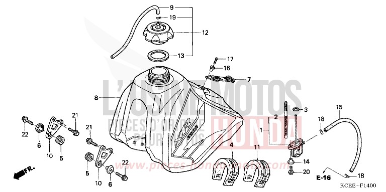 RESERVOIR A CARBURANT de XR250R FIGHTING RED (R134) 2004