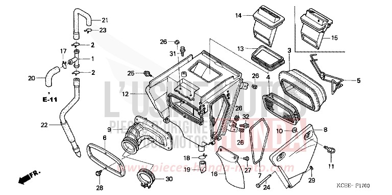 FILTRE A AIR (DK/ED/U) de XR250R FIGHTING RED (R134) 2004