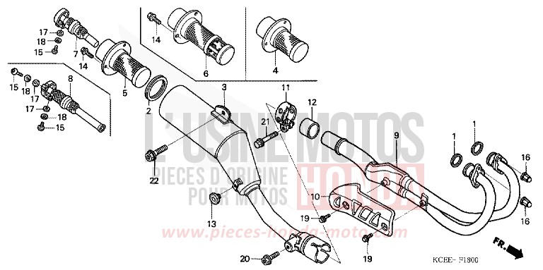 SILENCIEUX D'ECHAPPEMENT de XR250R FIGHTING RED (R134) 2004
