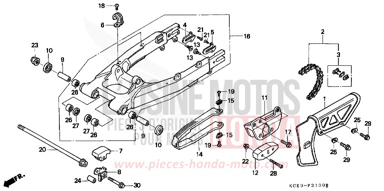 BRAS OSCILLANT/CARTER DE CHAINE de XR250R FIGHTING RED (R134) 2004