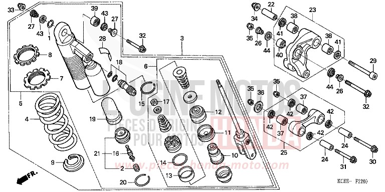 COUSSIN ARRIERE de XR250R FIGHTING RED (R134) 2004