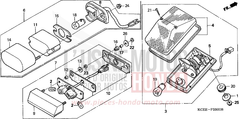 FEU ARRIERE de XR250R FIGHTING RED (R134) 2004