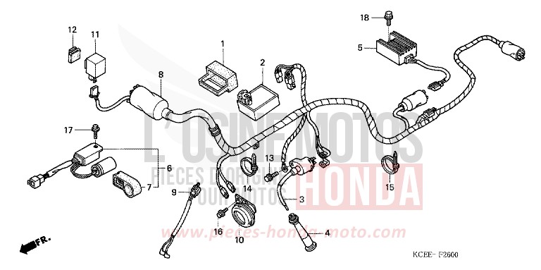 FAISCEAU DES FILS/BOBINE D'ALLUMAGE de XR250R FIGHTING RED (R134) 2004