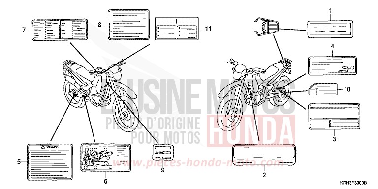 ETIQUETTE DE PRECAUTIONS de XR125L NOIR (NH1) de 2004