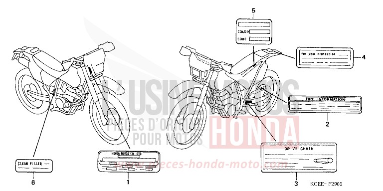 ETIQUETTE de XR250R FIGHTING RED (R134) 2004