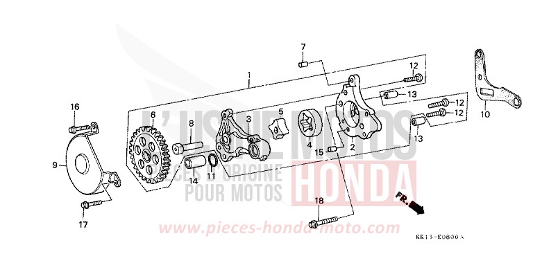 POMPE A HUILE (1) (XR250RE) de XR250R FLASH RED (R119) de 1984