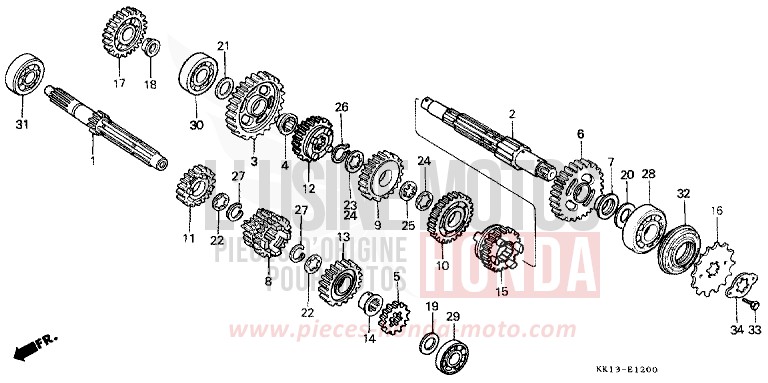 BOITE DE VITESSES de XR250R FLASH RED (R119) de 1984
