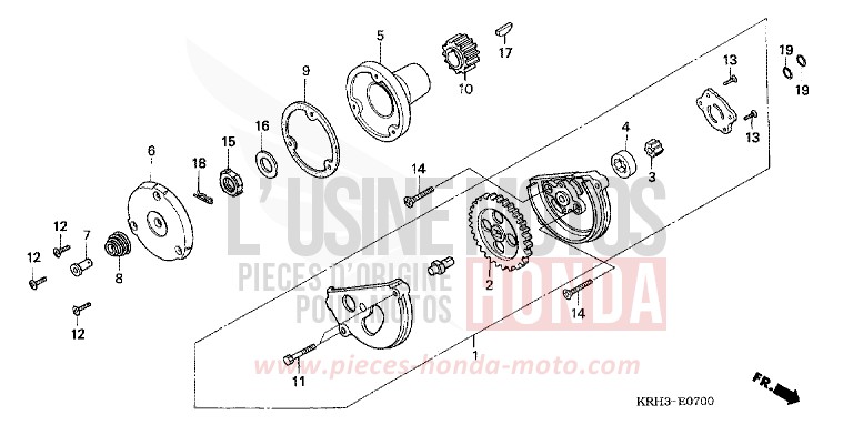 POMPE A HUILE de XR125L NOIR (NH1) de 2005