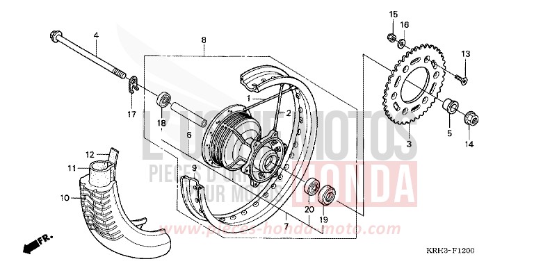 ROUE ARRIERE de XR125L NOIR (NH1) 2005