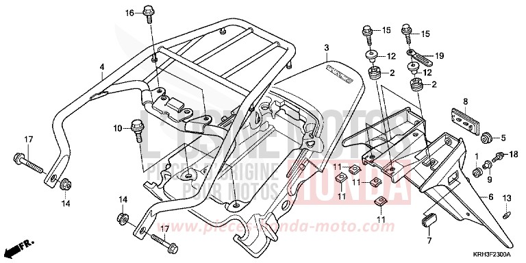 GARDE-BOUE ARRIERE de XR125L NOIR (NH1) 2005