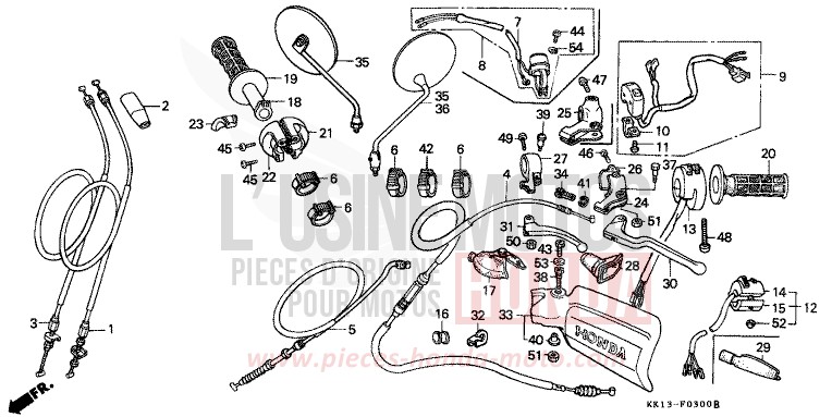 LEVIER DE GUIDON/COMMUTATEUR/CABLE de XR250R FLASH RED (R119) 1984