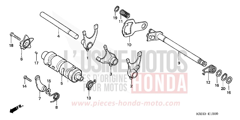 BARILLET DE SELECTION de XR125L FIGHTING RED (R134) de 2005