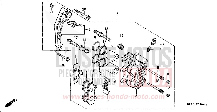 ETRIER DE FREIN AVANT (1) de XR250R FLASH RED (R119) 1984