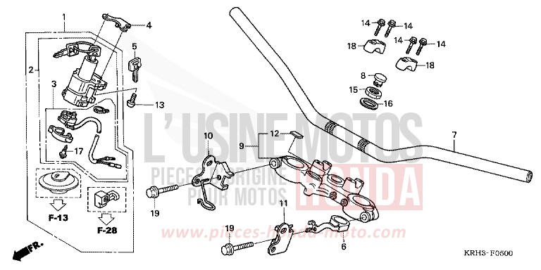 TUYAU DE GUIDON/PONT SUPERIEUR de XR125L FIGHTING RED (R134) 2005
