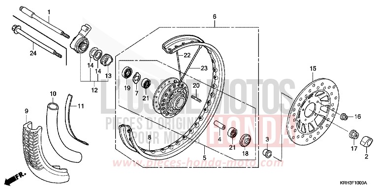 ROUE AVANT de XR125L FIGHTING RED (R134) de 2005