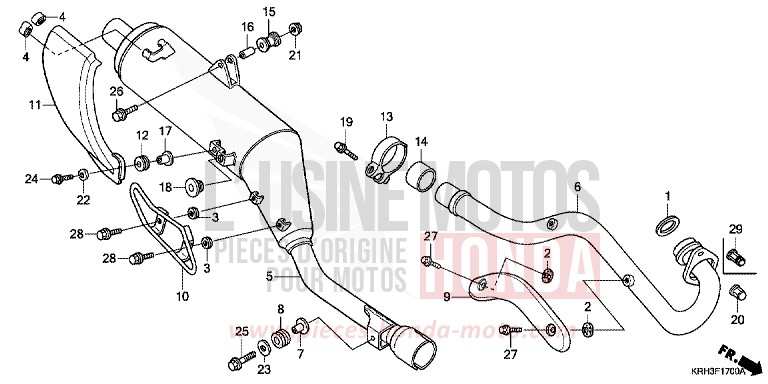 SILENCIEUX D'ECHAPPEMENT de XR125L FIGHTING RED (R134) 2005