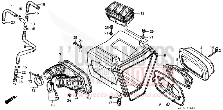 FILTRE A AIR (XR250RE/RF) de XR250R FLASH RED (R119) 1984
