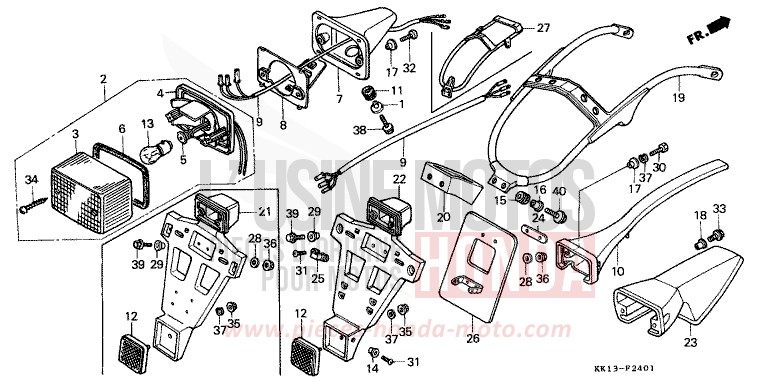 FEU ARRIERE (2) de XR250R FLASH RED (R119) de 1984