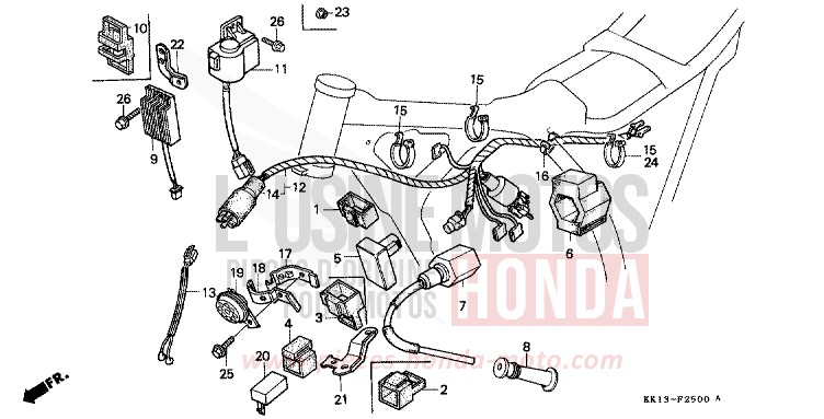 FAISCEAU DES FILS/UNITE DE C.D.I./BOBINE D'ALLUMAGE de XR250R FLASH RED (R119) de 1984