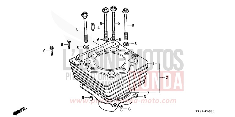 CYLINDRE de XR250R FLASH RED (R119) 1985