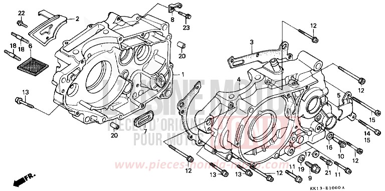 CARTER MOTEUR de XR250R FLASH RED (R119) 1985